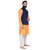 Kisah Cotton Silk Navy Blue & Yellow Men's Kurta, Jacket & Churidar Set