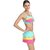 Pretty Multi colored salient Haltered neck skirted bikini set