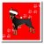 3dRose ht_40903_3 Cute Doberman Pinscher Black Coat-Cartoon Dog-Red with Santa Hat-Iron on Heat Transfer for Material, 10 by 10-Inch, White
