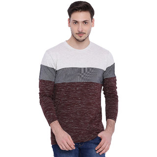 Buy Campus Sutra Maroon Round Neck Full Sleeve T-Shirt for Men Online ...