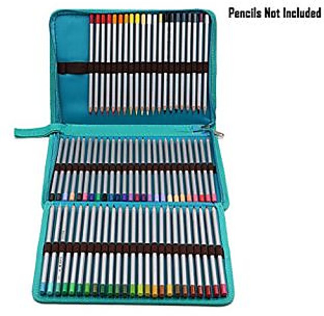 BTSKY Portable Canvas Zippered Colored Pencil Case-Super Large Capacity 72  Slot