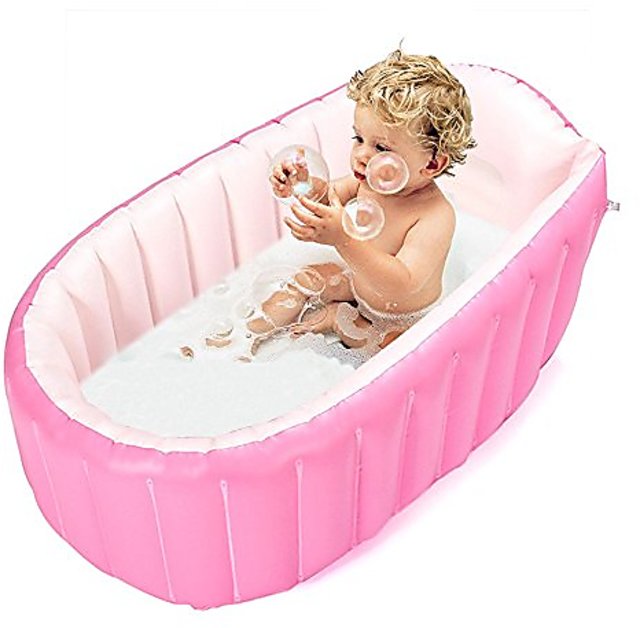 Inflatable Baby Bathtub,OIF Portable Kid Infant Toddler Thick Soft Cushion Air Swimming Pool Central Seat