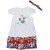 Knitted Dobby Top with Printed Skirt With Handband - White / Red Printed Skirt ( 0-3 Month )