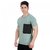 V Neck Smoke Green Overdyed Cotton T-Shirt For Men With All Over Geo Graphic