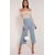Fabrange Dusty Blue High Waist Polyester Culottes Pant