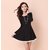 Klick2Style Black Solid Round Neck Full Sleeve Crepe Mini Dress