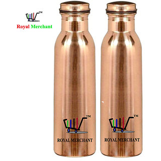 Royal Merchant jointless copper water bottle with ayurvedic benefits pack of 2 1000 ml Bottle