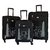 Timus Morocco Spinner Set Of 3 Black 4 Wheel Trolley Suitcase Expandable  Cabin and Check-in Luggage (Black)