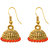 The99Jewel by JewelMaze Gold Plated Orange Austrian Stone Zinc Alloy Jhumki Earrings-FAL0136