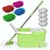 Cherrylilte Cleanwel Plastic Green Bucket With Wheels, 4 Extra Mop Refills  4 Hand Duster Free