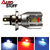 AutoZot H4 LED Headlight Bulb White COB LED 6000K High Beam, Red Blue Flashing light Low Beam Universal Bikes