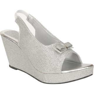 Buy Royal Indian Exposures Women's Silver Wedges Online @ ₹499 from ...