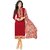 Stylish Red Chanderi Cotton Embroidery Straight Suit (Unstitched)