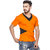 Demokrazy Men's Orange & Black V-Neck T-Shirt