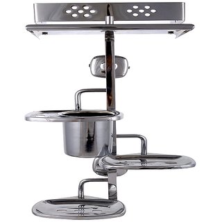Fortune Stainless Steel Multi purpose Shelf / Soap dish / Tumbler / Perfume Rack / Wall Hung Shelf