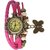 BEST Women Genuine Leather Vintage Bracelet Watch Pink
