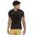 BONATY Brown Indigo Jersey V-Neck Half Sleeves Printed T-Shirt For Men