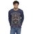 BONATY Navy Blue 100% Cotton Crackle Knit Round Neck Full Sleeves Printed Reversible T-Shirt For Men