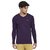 BONATY Purple Micro Modal  V-Neck Full Sleeves Solid T-Shirt For Men