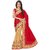 Sargam Fashion Embroidered Red And Beige Georgette Traditional PartyWear Saree. - SRMBREDBEIGE