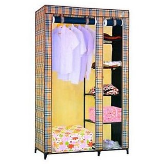 Super Deluxe Double Canvas Foldable Wardrobe Cupboard In India Shopclues Online