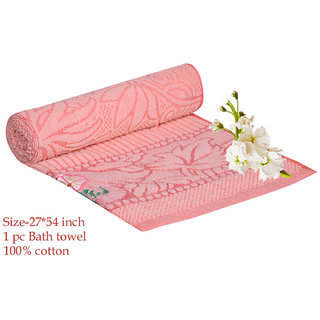 Deal Wala 1 Piece Of Peach Color Cotton Bath Towel - Hh14