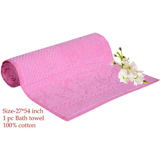 Deal Wala 1 Piece Of Dark Pink Color Cotton Bath Towel - Hh15