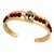 Men's Rudraksh American Diamond Gold Meena Ganesh Cuff Kada Bracelet