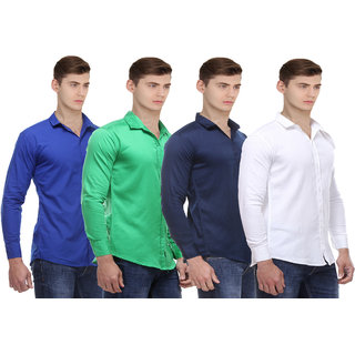 Red Code Solid pack of 4 Casual shirts for men