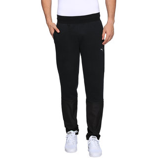 puma solid men's black track pants