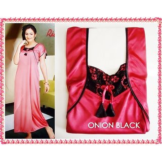 Designer satin honeymoon nightwear with laces online