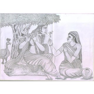 Pencil Sketch Radha Krishna Painting At Best Prices Shopclues