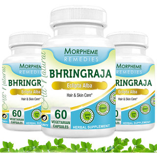 Morpheme Bhringraja Supplements For Hair Care - 500Mg Extract - 3 Combo Pack
