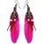 Pink Colour Floral Funky Beaded Feather Earrings - 853.8a