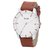 Tycos White Dial with Brown Leather Strap Analog Watch