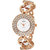 Howdy Crystal Studded White Dial with Rose Gold Chain Analog Watch