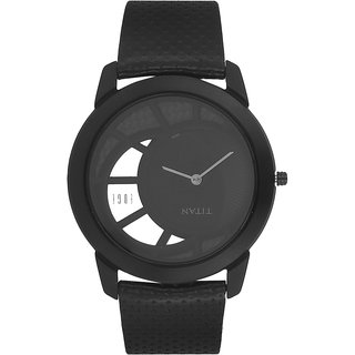 Titan Quartz Black Round Men Watch 1576NL02