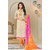 Decent world Cream Semi-stitched suit with Embroidred Dupatta