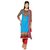Florence Turquoise Blue  Red Chanderi Cotton Embroidered Dress Material (SB-3333) (Unstitched)