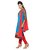 Florence Turquoise Blue  Red Chanderi Cotton Embroidered Dress Material (SB-3333) (Unstitched)