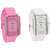 i DIVA'S shree Combo Of Two Watches-Baby Pink  White Rectangular Dial Kawa Watch For Women
