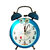 Blue Cartoon Quartz Twin Bell Alarm Clock With Light - Stainless Steel - Analog Room Decor (Size 10.5 X 6 X 8 cm)
