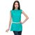 Sukuma Turquoise Plain Long Top With Belt For Women