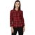 Trendyfrog Red Checks Shirt Collar Casual Shirts For Women
