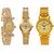 HMT Round Dial Gold Metal Strap Quartz Watch For Women(Pack of 3)