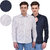 Stylox Men's White & Blue Slim Fit Casual Shirt (Pack of 2)