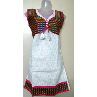 White Kurti With Koti