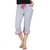 Nite Flite Womens Grey Cotton Lounge Capris With Pink Piping