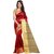Designer Saree Jacquard Cotton Fabric Red And Beige Cotton Casual Wear