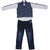 Sydney White and Grey & Blue Cotton Shirt Jeans Set & Jacket for Boys